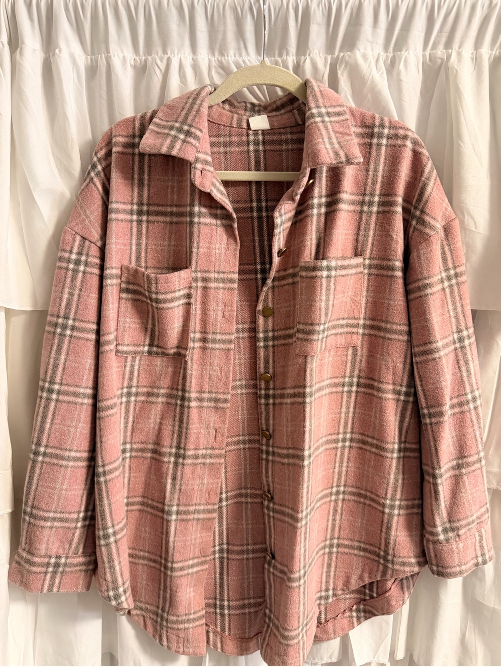 Pink Plaid Button-Up Shirt/Jacket